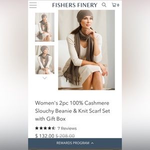 100%CASHMERE Fishers Finery 2pc Slouchy Beanie and Scarf NEW WITH TAGS!